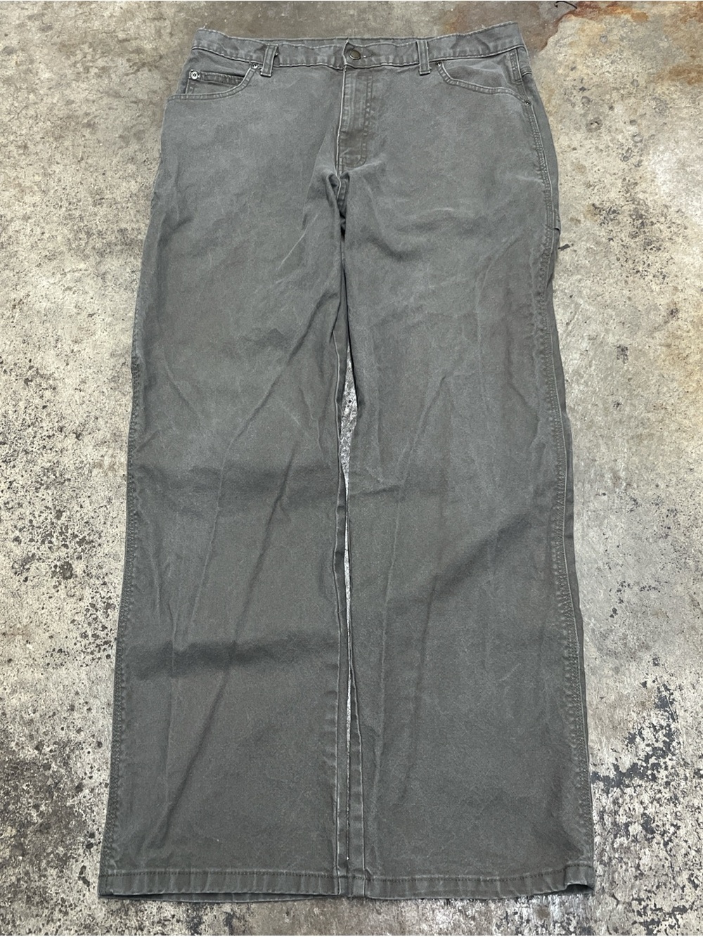 Dickies Carpenter Pants Men’s 34 x 32 Olive Faded Durable Heavyweight Workwear